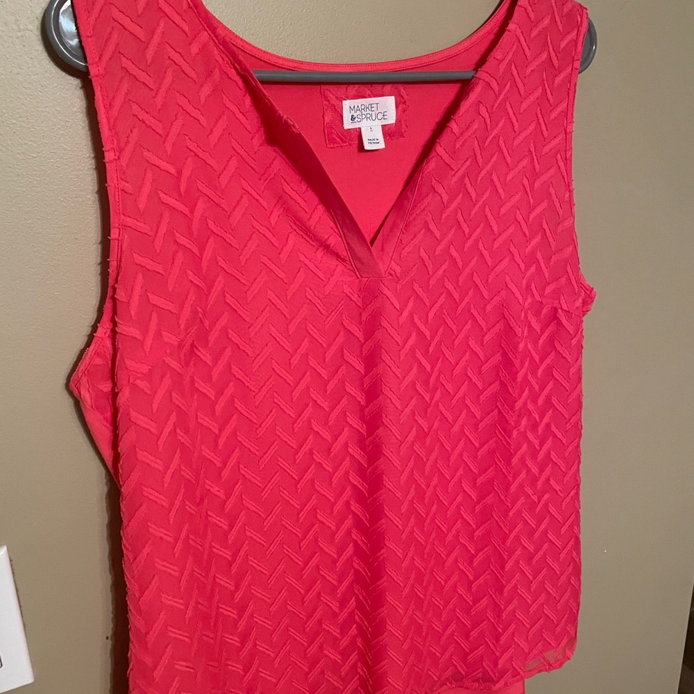 Market & Spruce Size Large L Coral Pink Sleeveless V Neck Casual Tank